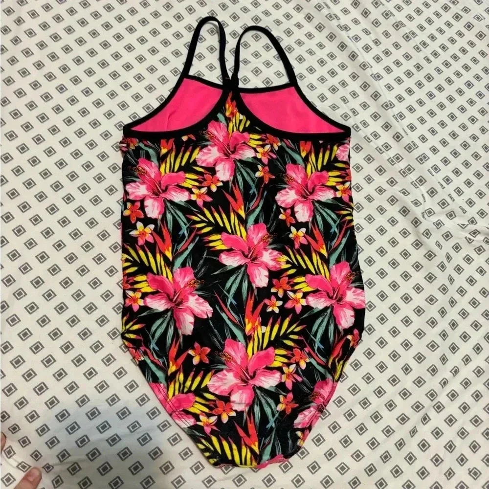 HURLEY Girl’s Tropical One Piece Racerback Swimsuit / Size: 7/8